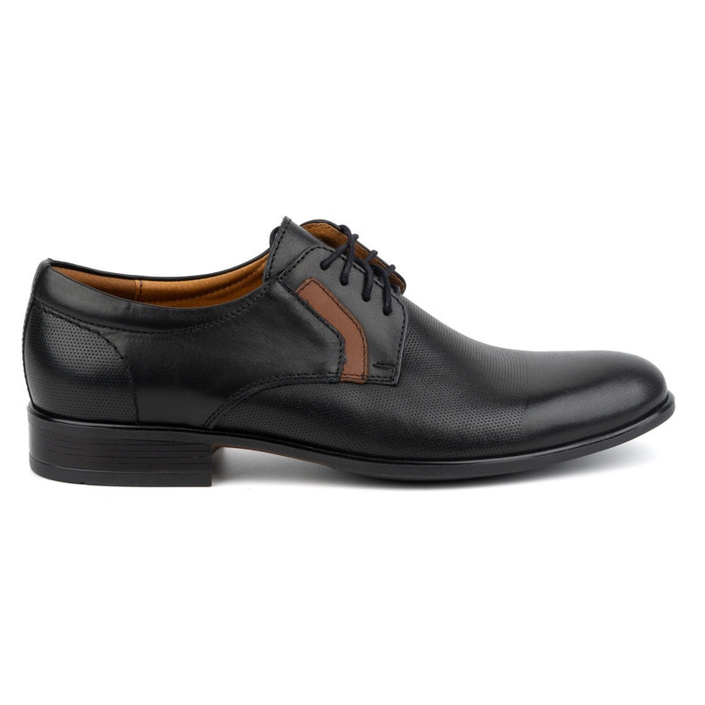 Kampol Chaussures habillées en cuir pour hommes 319KAM, noires, à lacets le noir