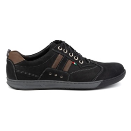 Kampol Kam 28KAM Chaussures décontractées en cuir noires à lacets pour hommes le noir