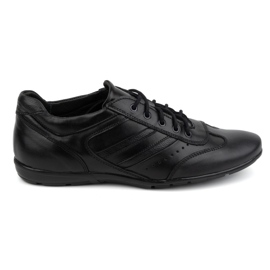 Olivier Chaussures en cuir pour hommes, noires, style sport 7004DT, noires