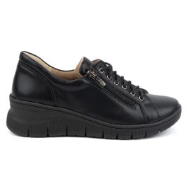 Olivier Chaussures en cuir à semelle épaisse pour femmes 1236, noires