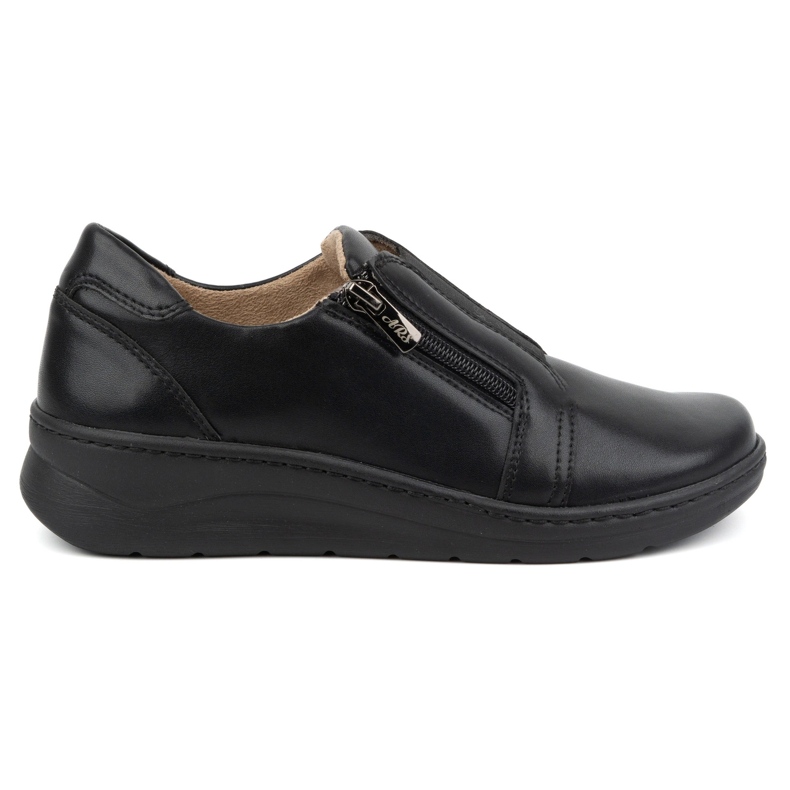 Olivier Chaussures en cuir pour femmes avec fermeture éclair 1228, noires le noir