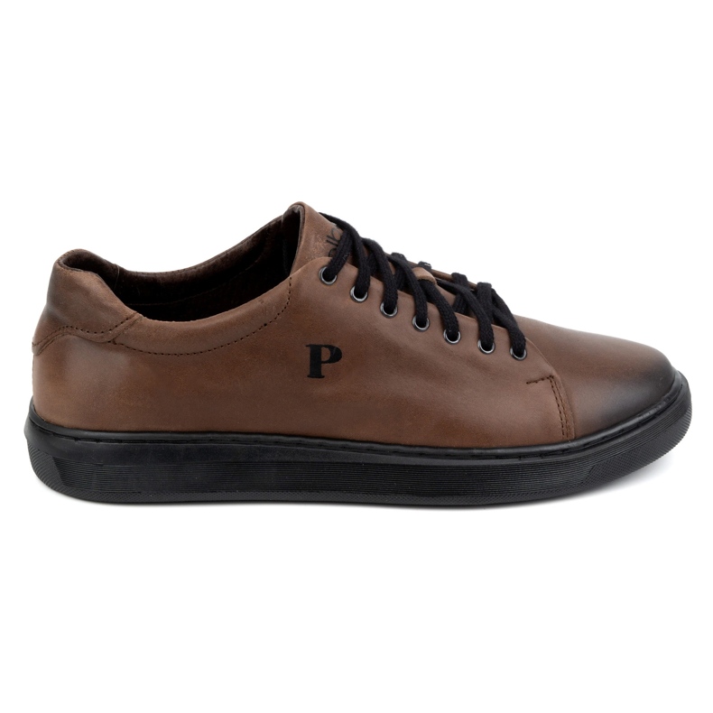 Polbut Chaussures homme, baskets en cuir 2127, marron foncé brun Polbut Chaussures homme, baskets en cuir 2127, marron foncé brun