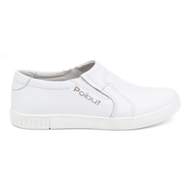 Polbut Chaussures à enfiler en cuir pour hommes 334/2 blanc