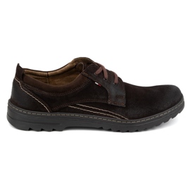 Olivier Chaussures à lacets décontractées en cuir pour hommes, daim 309GT, marron brun