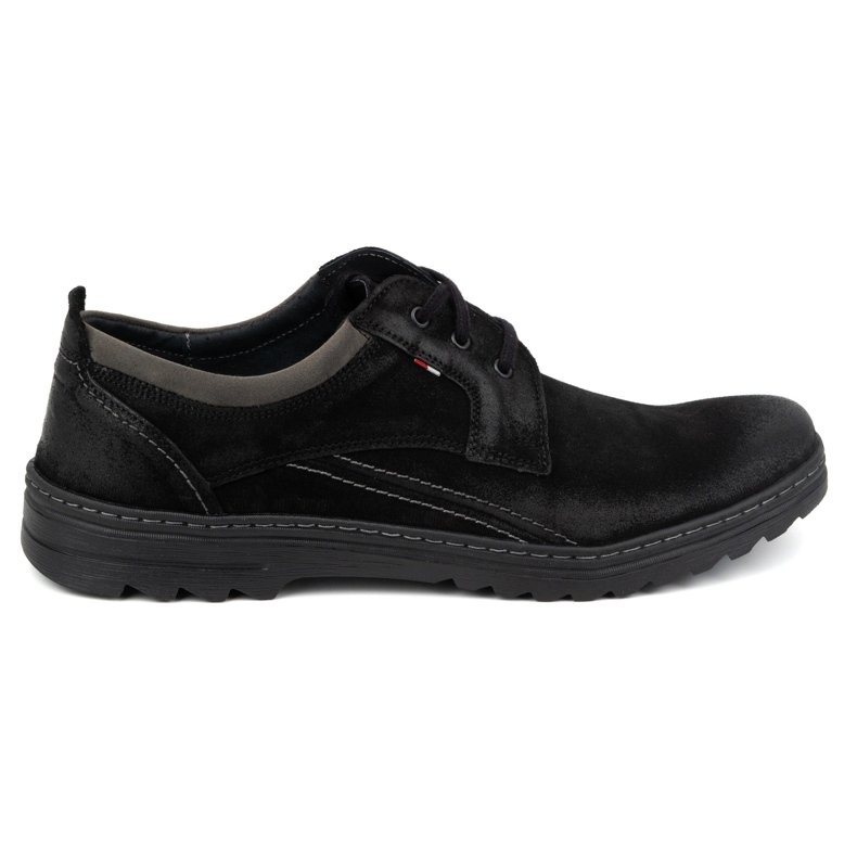 Olivier Chaussures à lacets décontractées en cuir pour hommes, daim 309GT, noir le noir