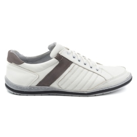 KOMODO Chaussures pour hommes en cuir blanc 236K