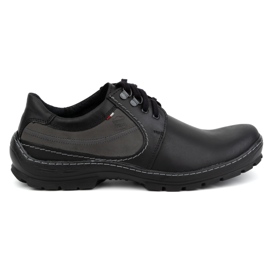 Olivier Chaussures décontractées à lacets en cuir pour hommes 307GT, noires le noir