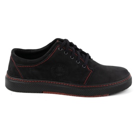 Joker Chaussures décontractées en cuir pour hommes 894J, noires et rouges