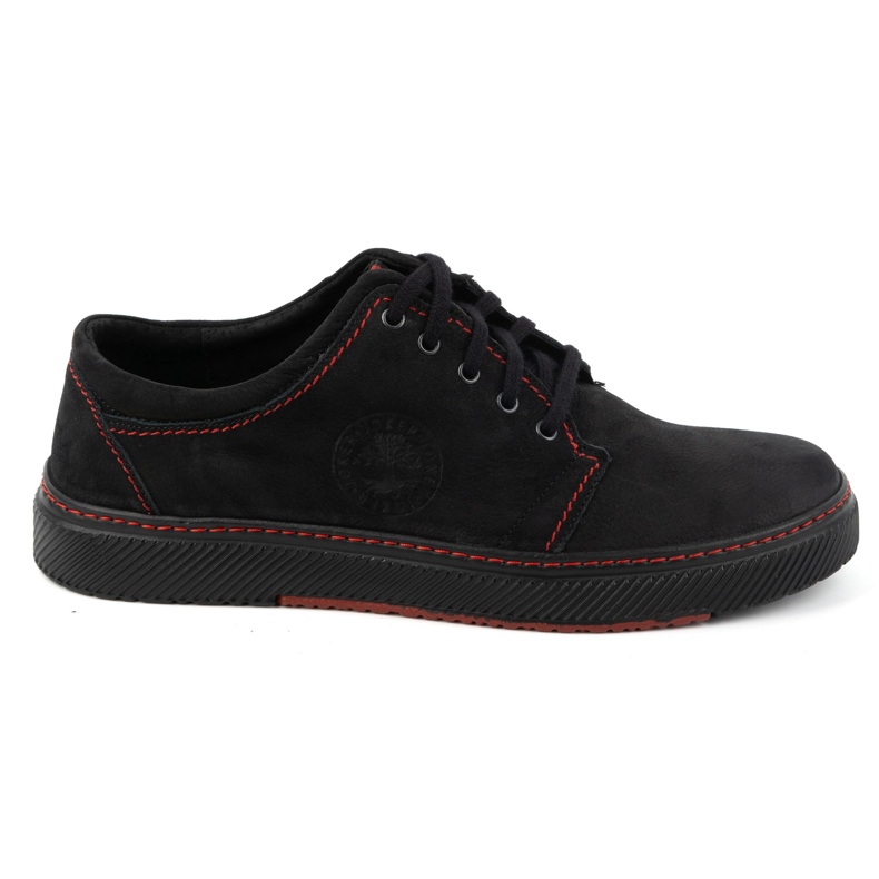 Joker Chaussures décontractées en cuir pour hommes 894J, noires et rouges le noir