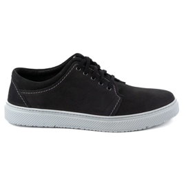 Joker Chaussures décontractées en cuir pour hommes 894J, noires et grises le noir Joker Chaussures décontractées en cuir pour hommes 894J, noires et grises le noir