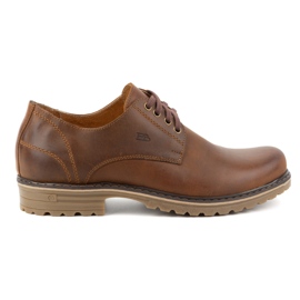 Polbut Bottines en cuir pour hommes, chaussures basses à lacets, Polish 2120, marron brun
