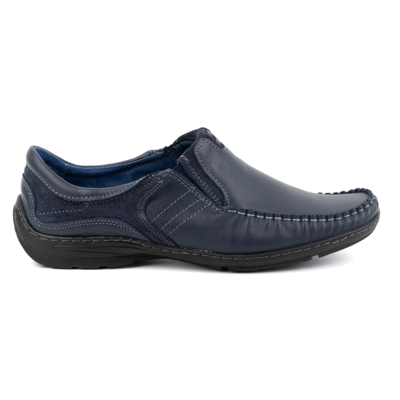 KOMODO Chaussures homme, mocassins slip-on en cuir 627K, bleu marine