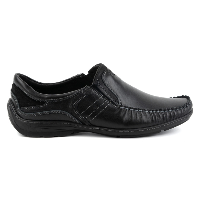 KOMODO Chaussures homme, mocassins en cuir 627K, noir le noir