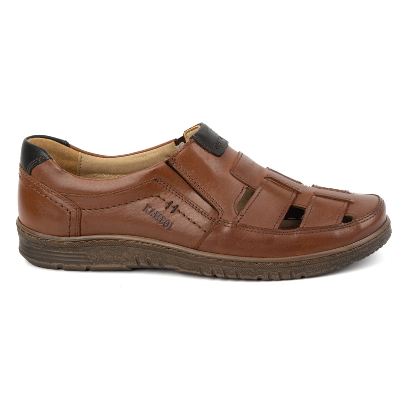 Kampol Chaussures décontractées en cuir pour hommes 86KAM, marron brun Kampol Chaussures décontractées en cuir pour hommes 86KAM, marron brun