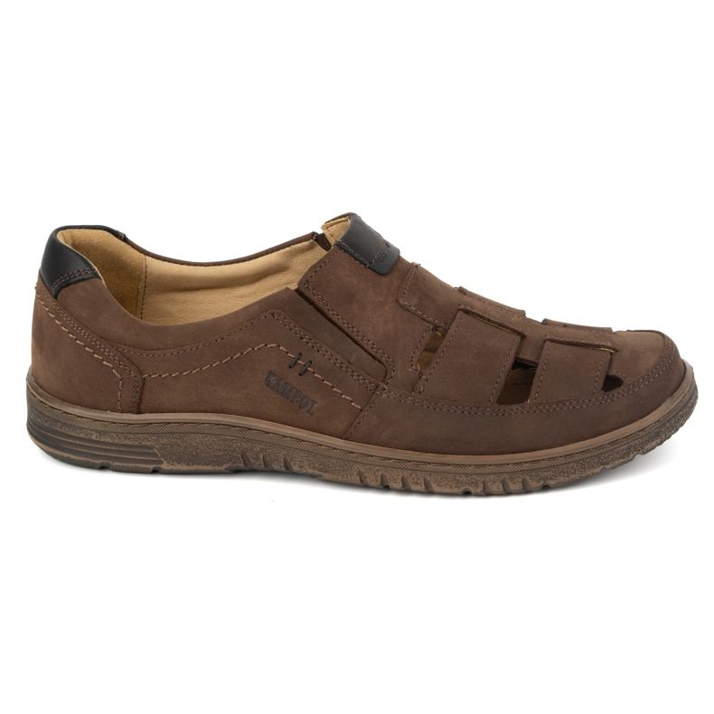 Kampol Chaussures décontractées en cuir pour hommes 86KAM nubuck marron brun
