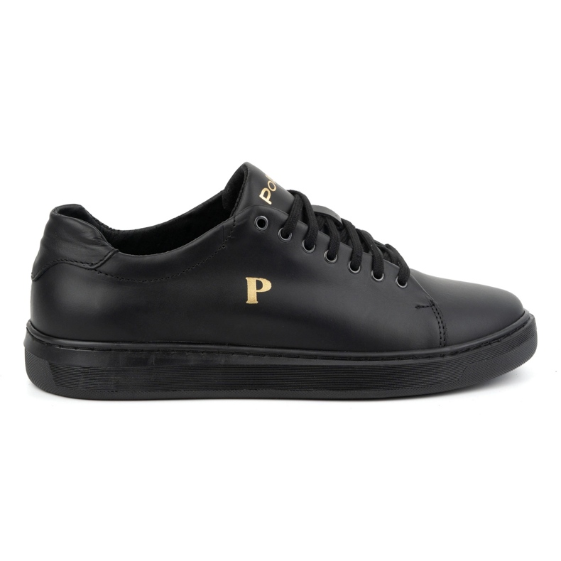 Baskets en cuir pour hommes POLBUT 2127 noir le noir