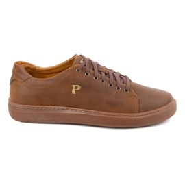 Baskets homme en cuir POLBUT 2127 camel brun