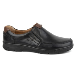 Kampol Chaussures à enfiler décontractées en cuir pour hommes 58KAM, noir