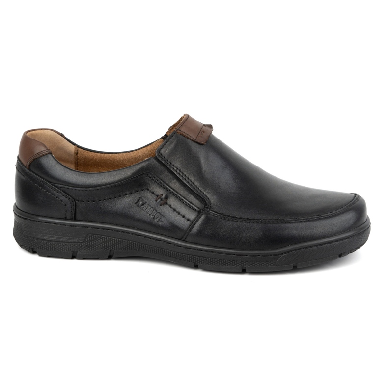 Kampol Chaussures à enfiler décontractées en cuir pour hommes 58KAM, noir le noir