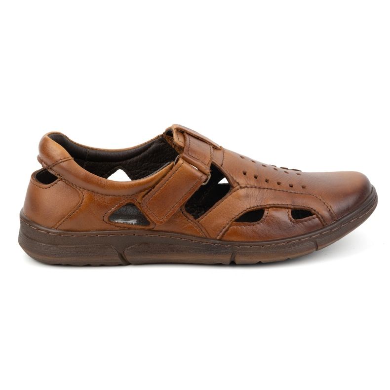 Olivier Chaussures à enfiler en cuir pour hommes, aérées, avec velcro, 312KZ, marron brun