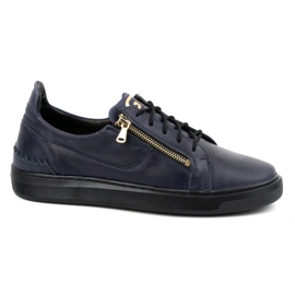 Chaussures décontractées pour hommes en cuir naturel POLBUT 2125, bleu marine Chaussures décontractées pour hommes en cuir naturel POLBUT 2125, bleu marine