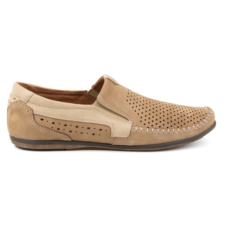 Olivier Mocassins homme cuir ajouré 0525 beige