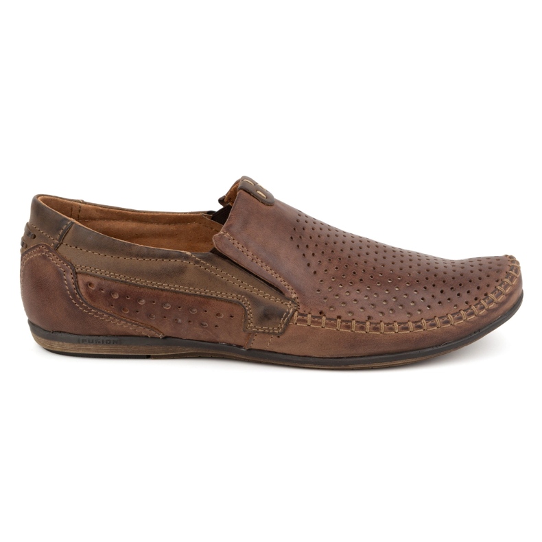 Olivier Mocassins homme cuir ajouré 0525 marron foncé brun