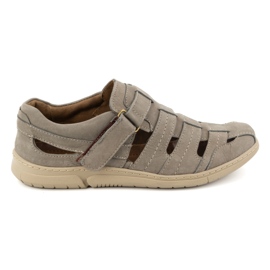 KOMODO Chaussures pour hommes, cuir, chaussures aérées à velcro 931K, olive vert KOMODO Chaussures pour hommes, cuir, chaussures aérées à velcro 931K, olive vert