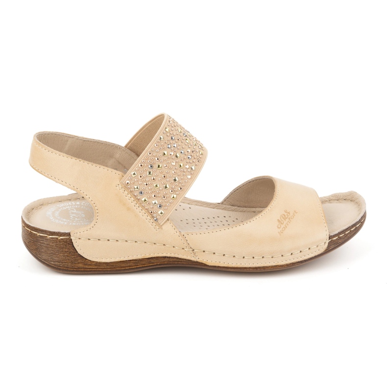 Olivier Sandales femme cuir vernis, semelle intérieure souple 0546, beige brun