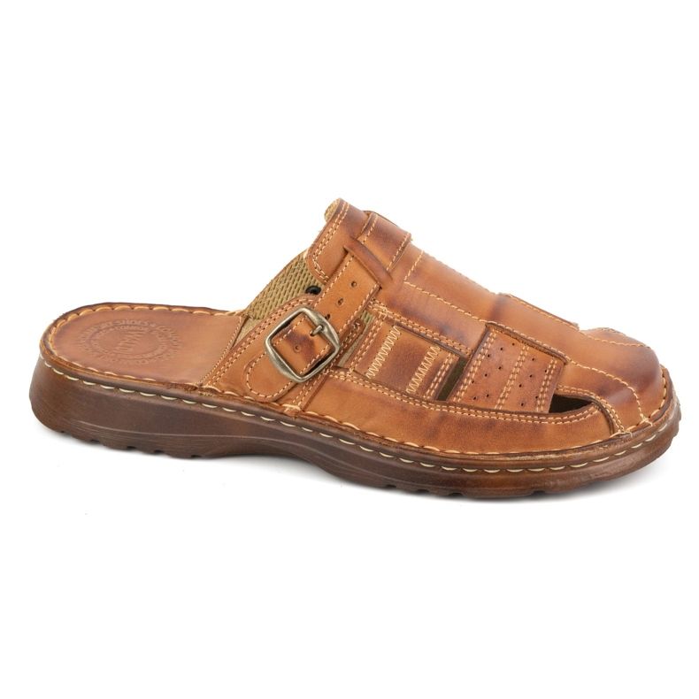 Olivier Tongs classiques en cuir pour hommes 0036 marron brun