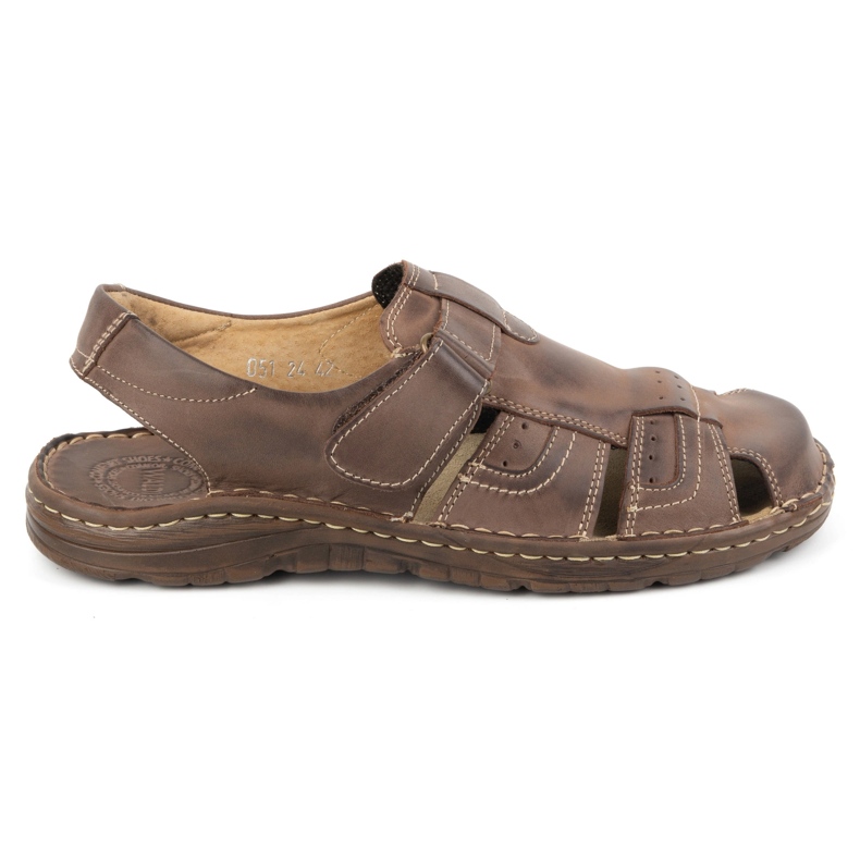 Olivier Sandales classiques en cuir pour hommes avec velcro 0051 marron brun Olivier Sandales classiques en cuir pour hommes avec velcro 0051 marron brun