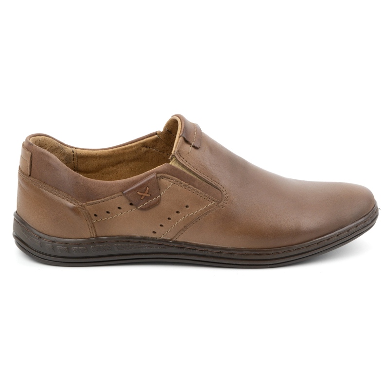 Chaussures slip-on en cuir pour hommes POLBUT 401 marron brun