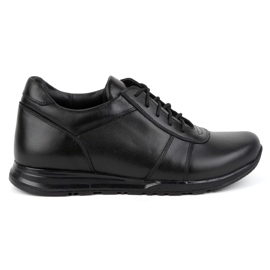 Olivier Chaussures augmentantes en cuir à lacets pour hommes Sport Style 408KZ + 3 cm, noires