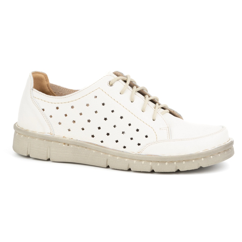 Kampol Chaussures femme cuir ajouré 403/19 écru multicolore