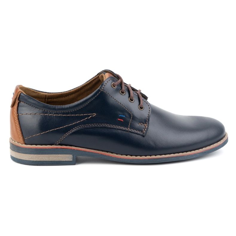 KOMODO Chaussures en cuir élégantes pour hommes 825K, bleu marine