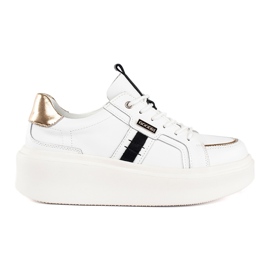 Baskets à plateforme en cuir blanc