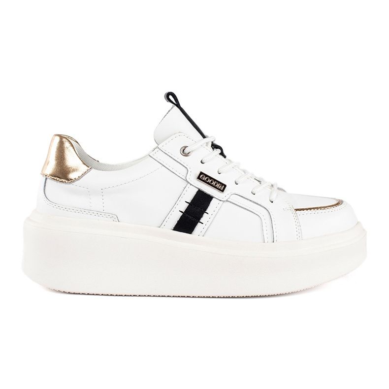 Baskets à plateforme en cuir blanc blanche