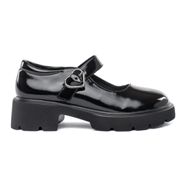 Mocassins noirs vernis à semelle épaisse le noir