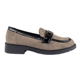 Mocassins femme en daim avec boucle beige