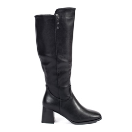 Bottines à talons en daim noir le noir