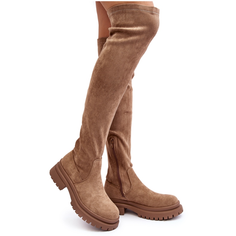 Evento Bottes de genou d'aspect pour femmes beige