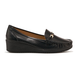 Mocassins noirs ajourés à cale basse le noir Mocassins noirs ajourés à cale basse le noir