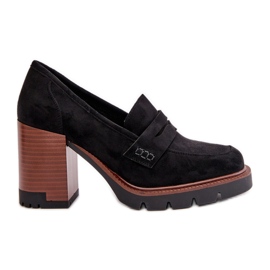 Chaussures à talons hauts pour femmes en daim écologique noir Vinceza 58105