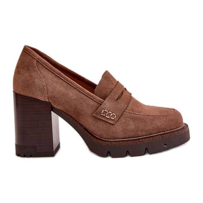 Chaussures à talons hauts pour femmes en daim écologique marron Vinceza 58105 brun