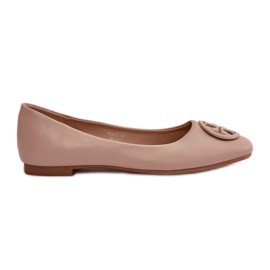 Ballerines pour femmes avec décoration en cuir écologique Rhodike beige