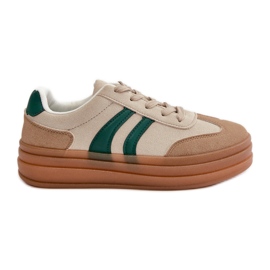 Baskets Plateformes Femme Beige et Vert Nesonice Baskets Plateformes Femme Beige et Vert Nesonice