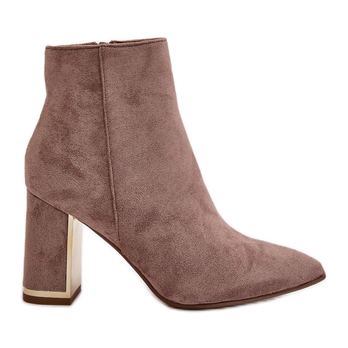 Bottines à talon haut pour femme, fermées par une fermeture éclair, en daim écologique isolé, beige Mevair Bottines à talon haut pour femme, fermées par une fermeture éclair, en daim écologique isolé, beige Mevair