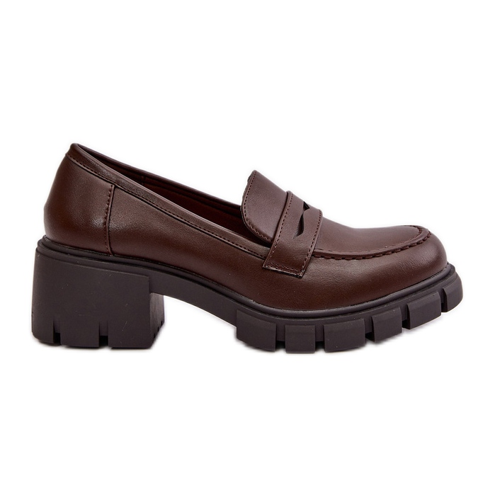 Chaussures à talons bas pour femmes en cuir écologique, marron foncé Menloa brun