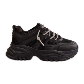 Baskets femme Relissa noires sur semelle massive avec laçage décoratif le noir Baskets femme Relissa noires sur semelle massive avec laçage décoratif le noir