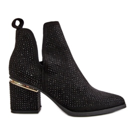 Bottes à talons hauts décorées pour femmes avec bouts pointus, Fararia noir le noir